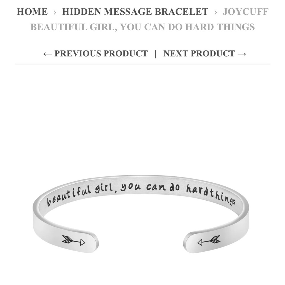 Joycuff Inspirational Cuff Bracelet “beautiful girl you can do hard things” NWOT